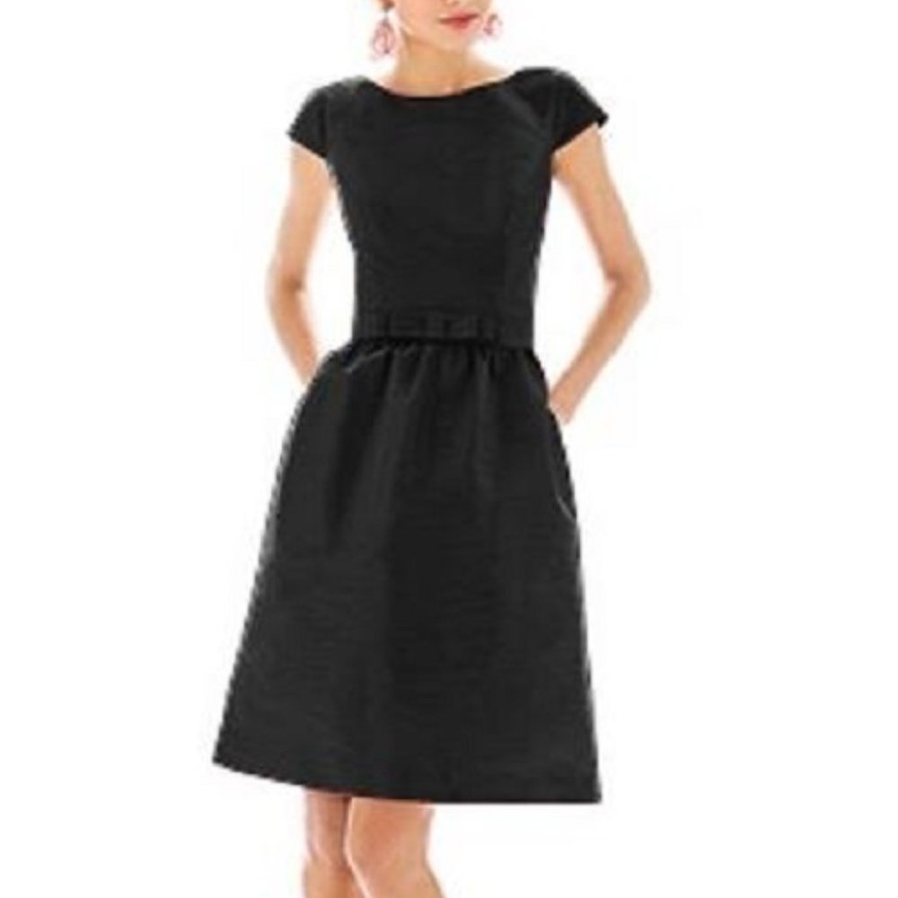 ALFRED SUNG Black Cap Sleeve Dress